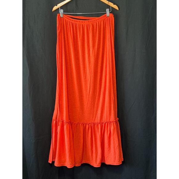 Free People Beach NWT Convertible Tiered Wrap Maxi Skirt/Dress L Summer Orange